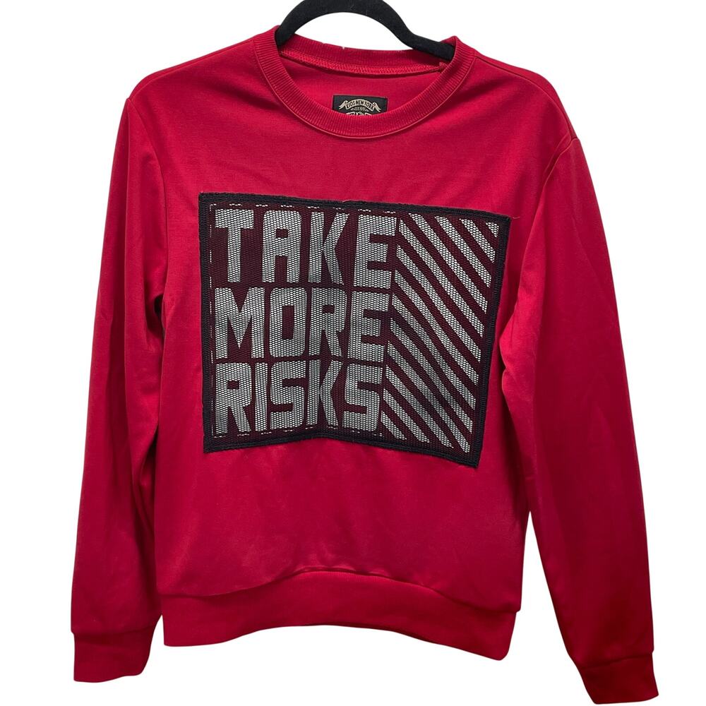 Xios New York Mens Red Take More Risks Sweatshirt Size S Streetwear Pullover
